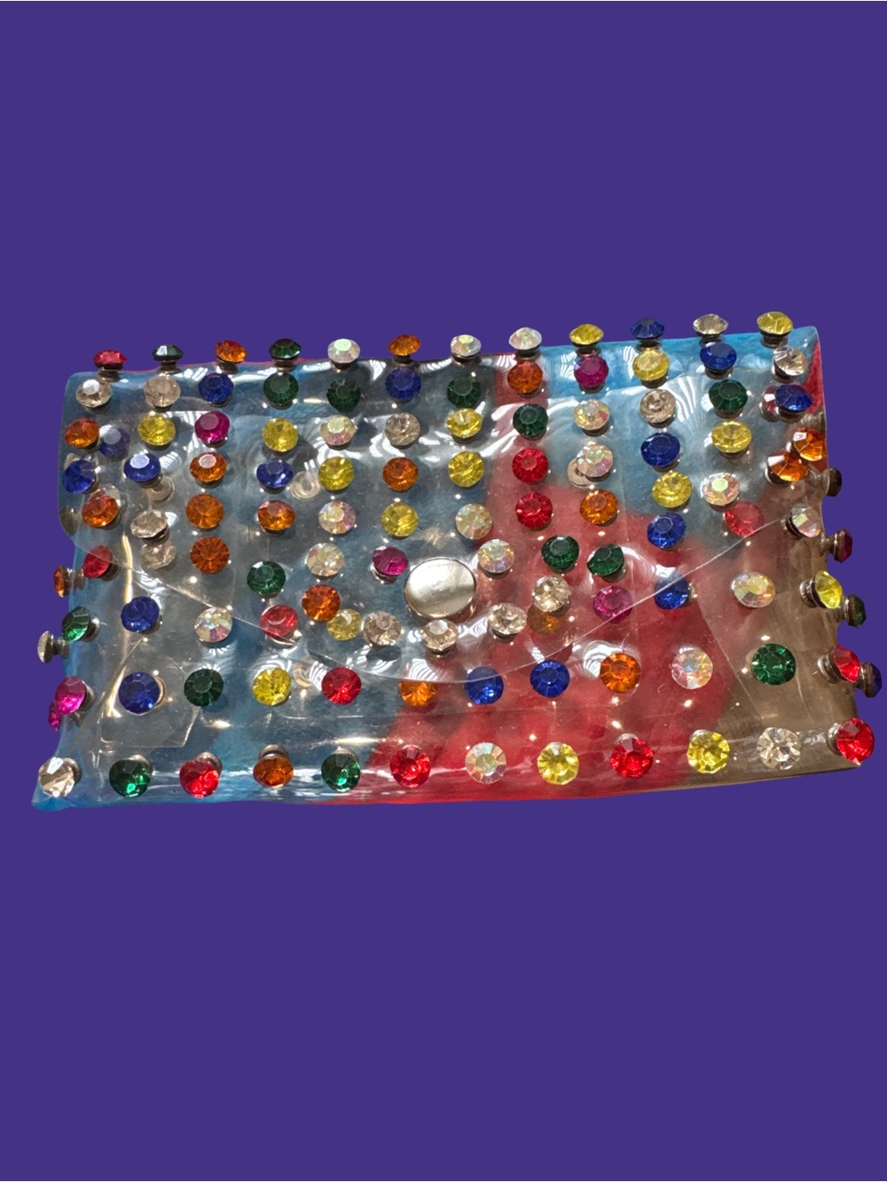 Clear Rhinestone-Embellished Clutch